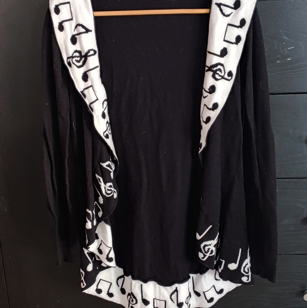 Hot Topic Music Note Hooded Cardigan, Small